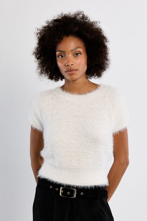 Pull manches courtes, duveteux