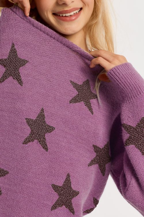 Pull en maille à motifs étoiles