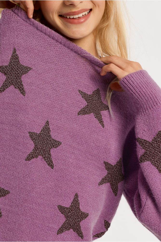 Pull en maille à motifs étoiles