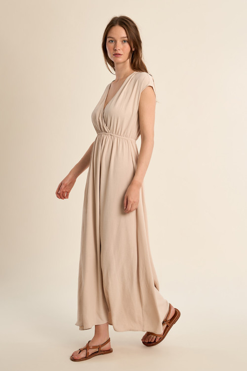 Robe longue avec taille élastiquée
