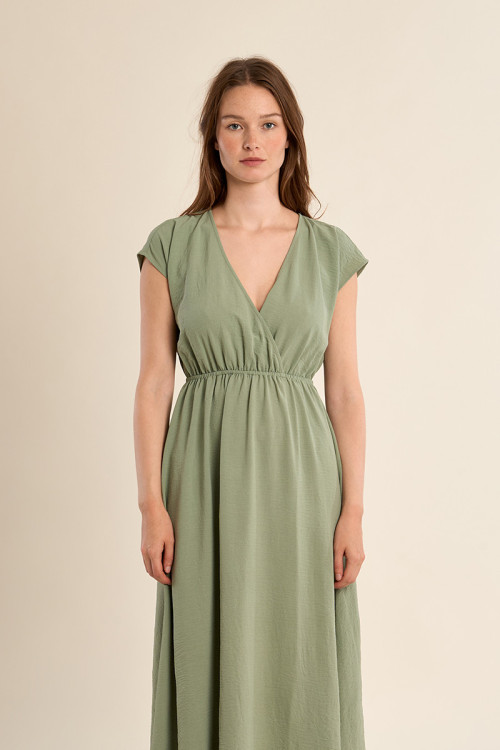 Robe longue avec taille élastiquée