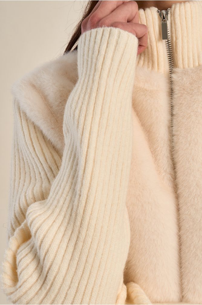 Veste à zip, bi-matière