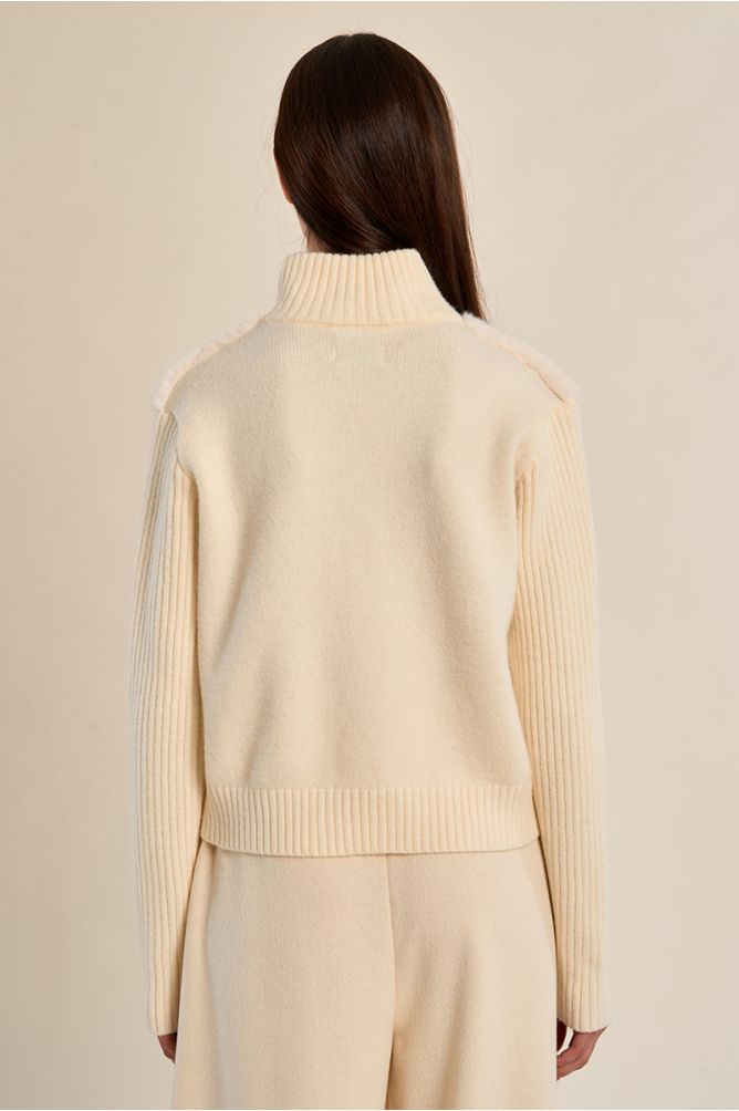 Veste à zip, bi-matière