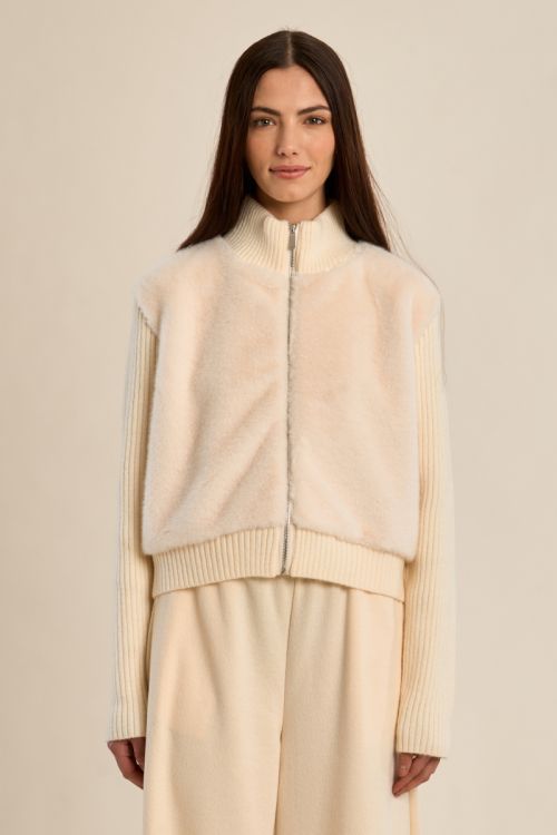 Zip-up jacket, made of two materials