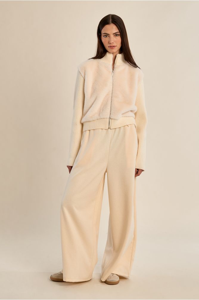 Zip-up jacket, made of two materials