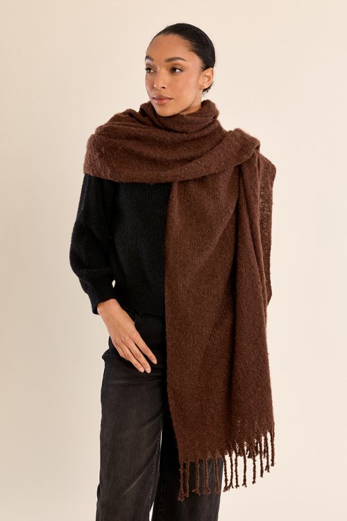 Echarpe en maille, à franges