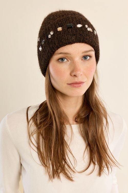 Bonnet en tricot, à strass