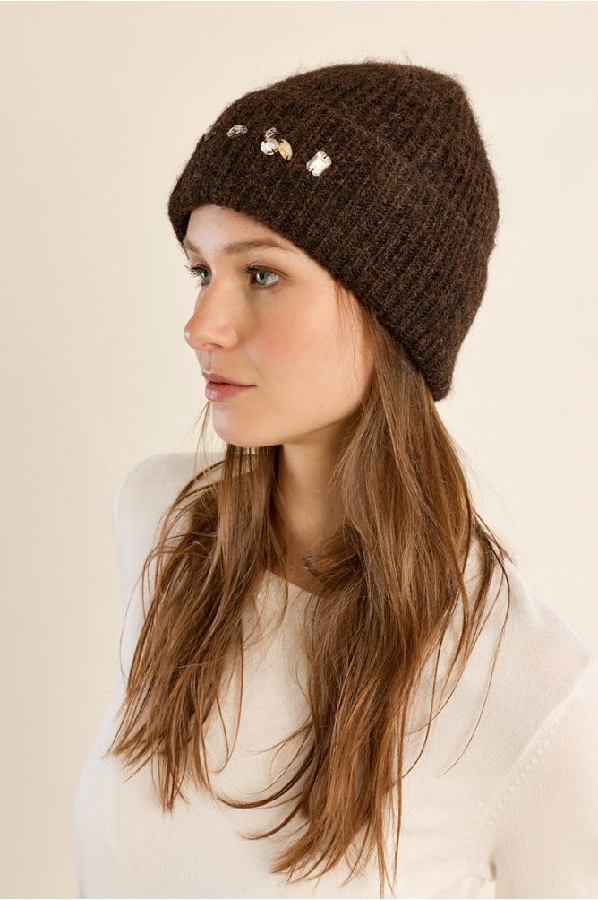 Bonnet en tricot, à strass