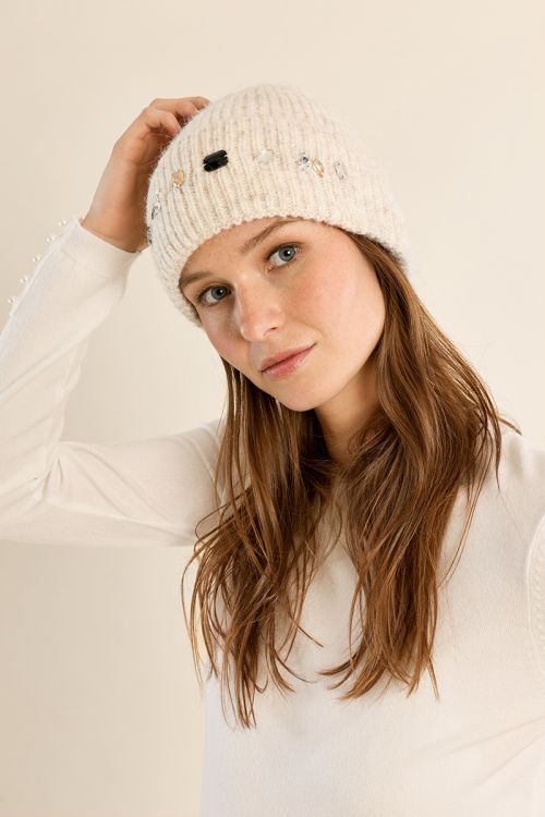 Bonnet en tricot, à strass