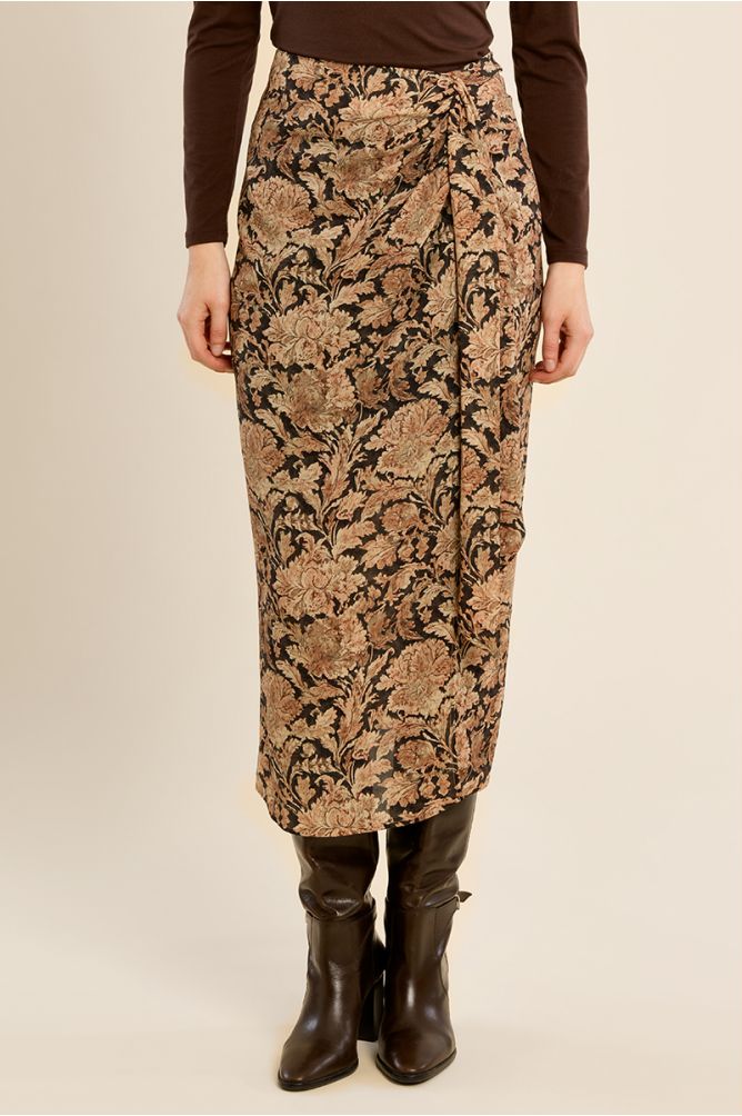 Straight knotted skirt, printed