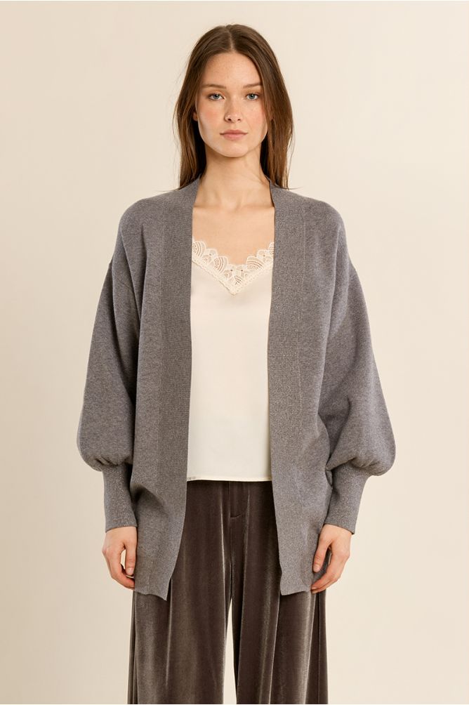 Long open knit vest