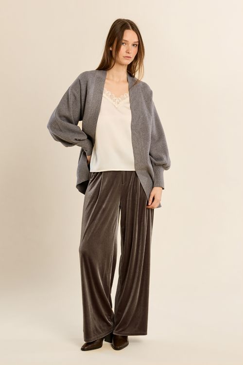 Long gilet ouvert en maille