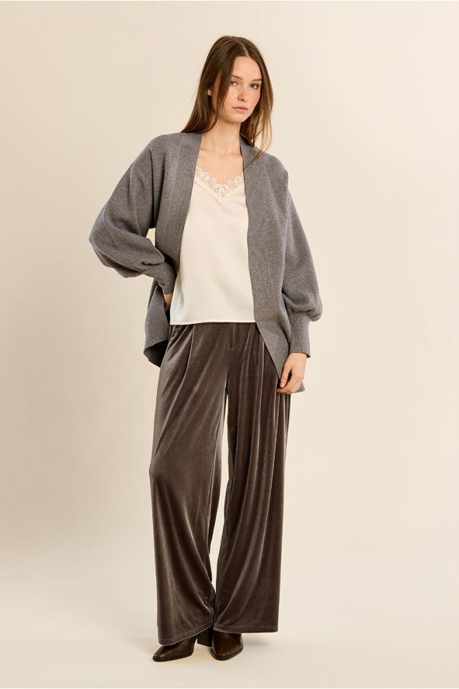 Long open knit vest
