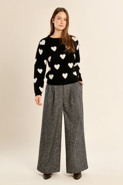 Pull droit, motif cœur