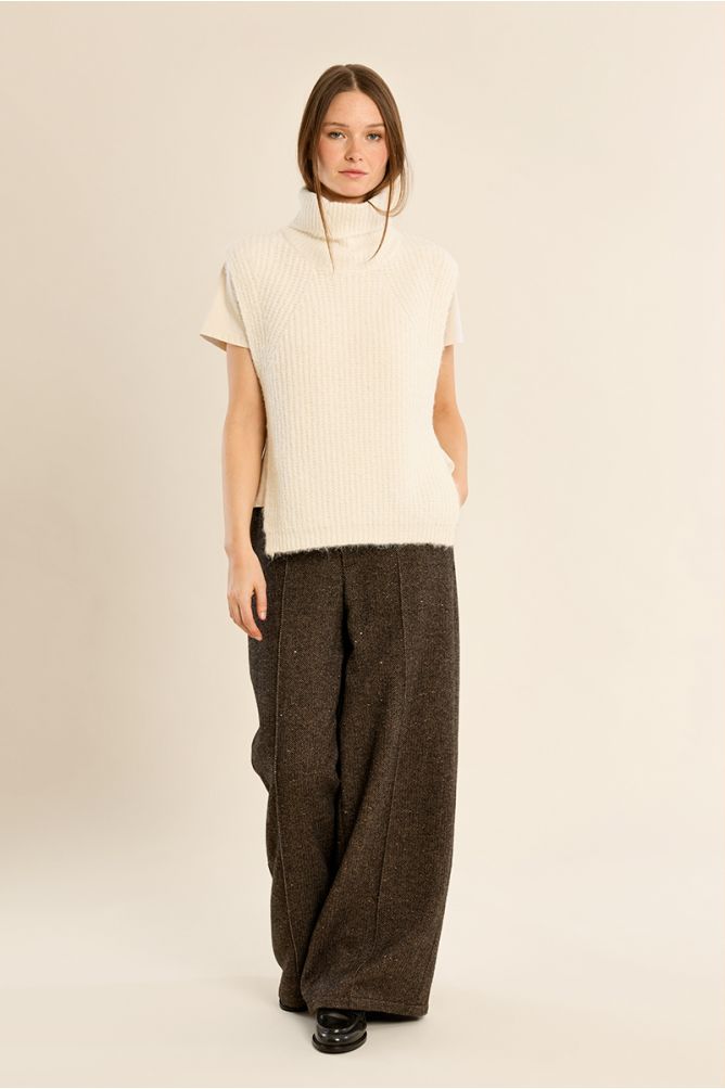 Pull col roulé en maille, sans manches