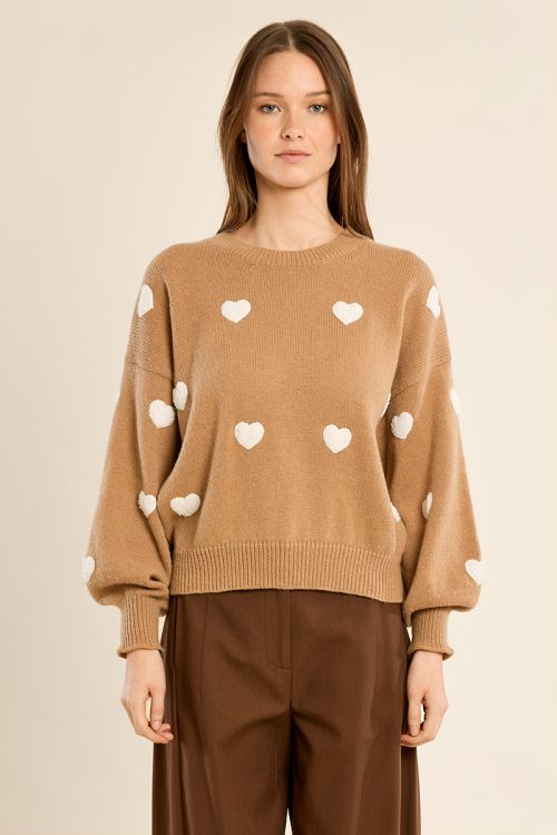 Embossed heart sweater