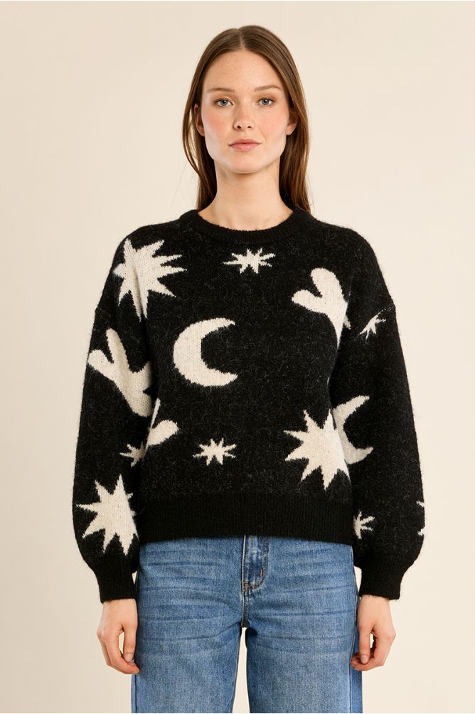 Pull en maille, motif étoilé