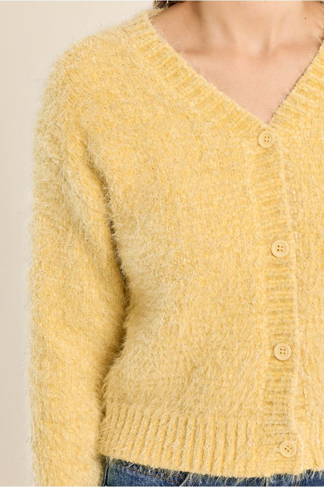 Cardigan crop en maille unie