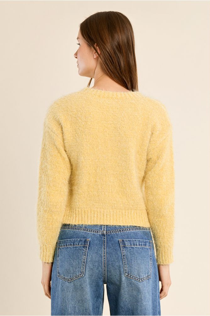 Cardigan crop en maille unie