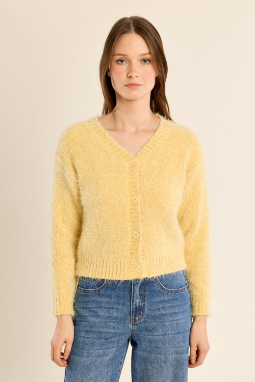 Cardigan crop en maille unie