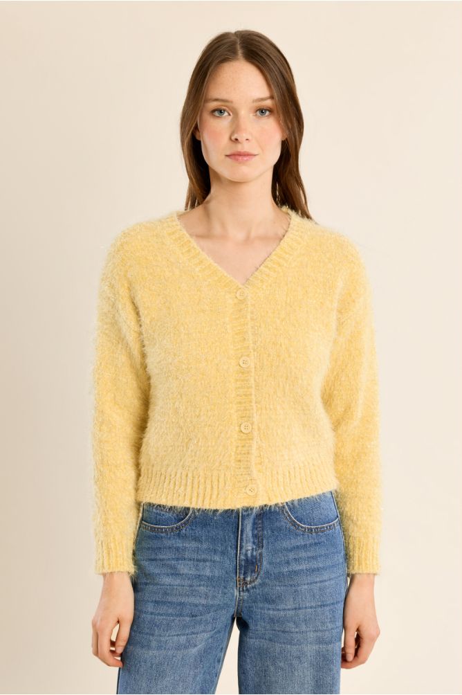 Plain knit crop cardigan