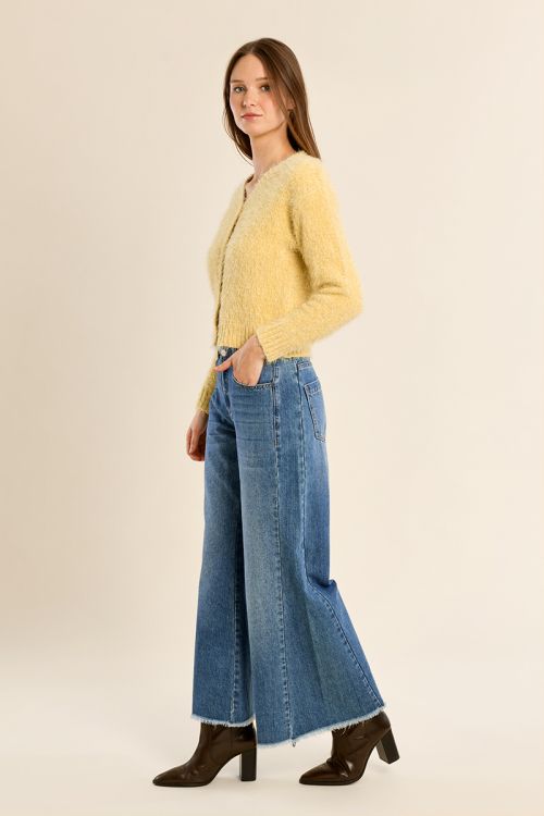 Cardigan crop en maille unie