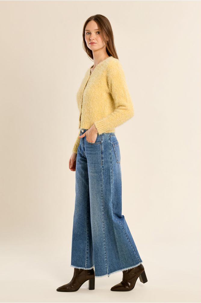 Cardigan crop en maille unie