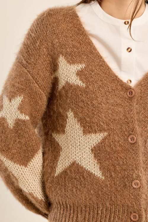 Cardigan manches ballon, motif étoile