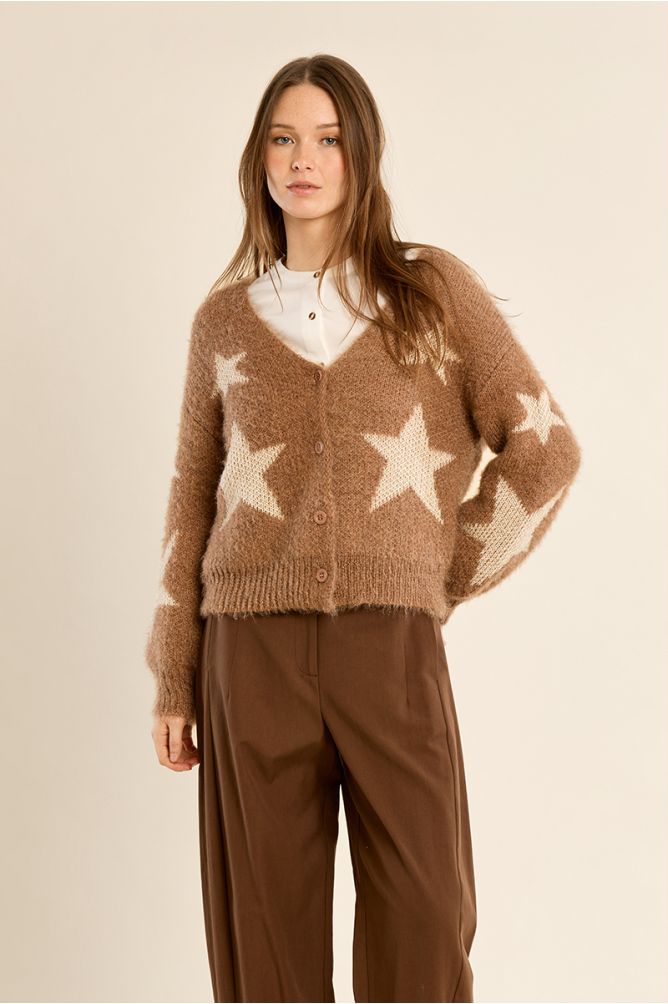 Cardigan manches ballon, motif étoile