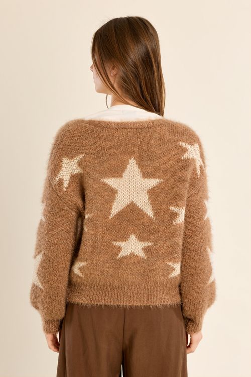 Cardigan manches ballon, motif étoile