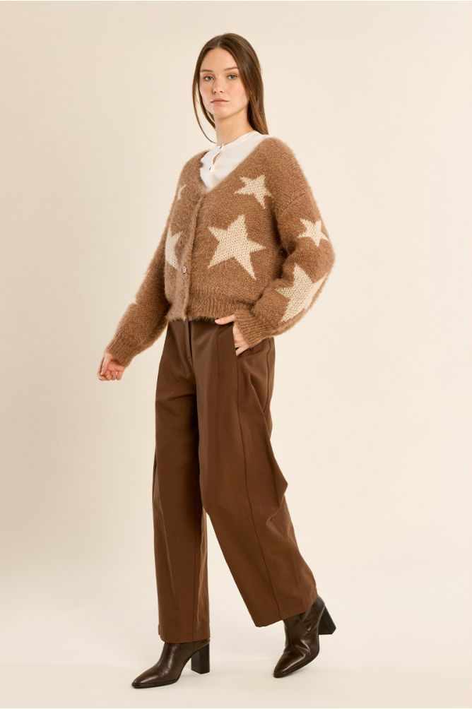 Cardigan manches ballon, motif étoile