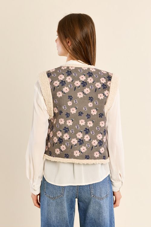 Veste sans manches fleurie