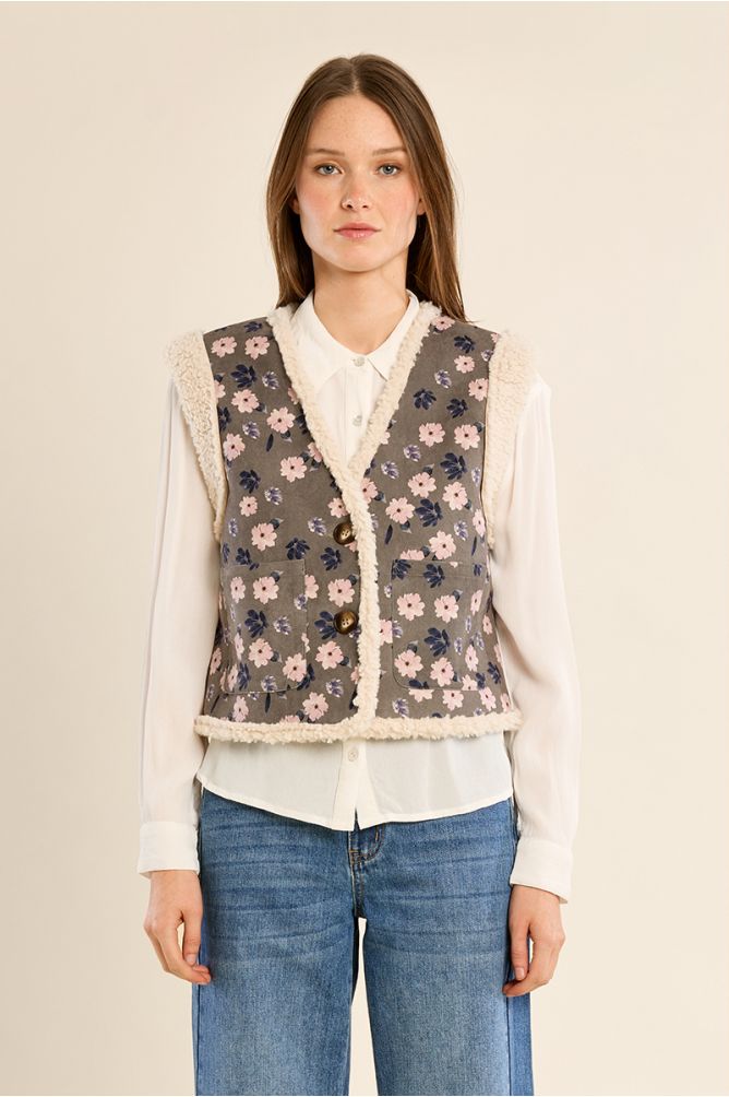Floral sleeveless jacket
