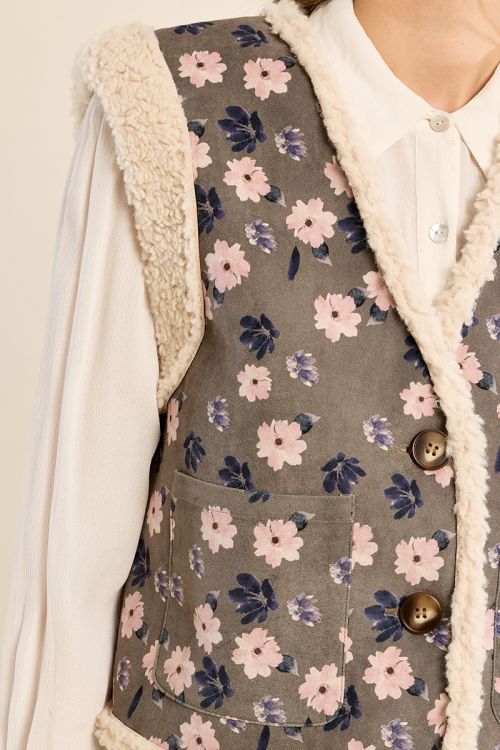Veste sans manches fleurie