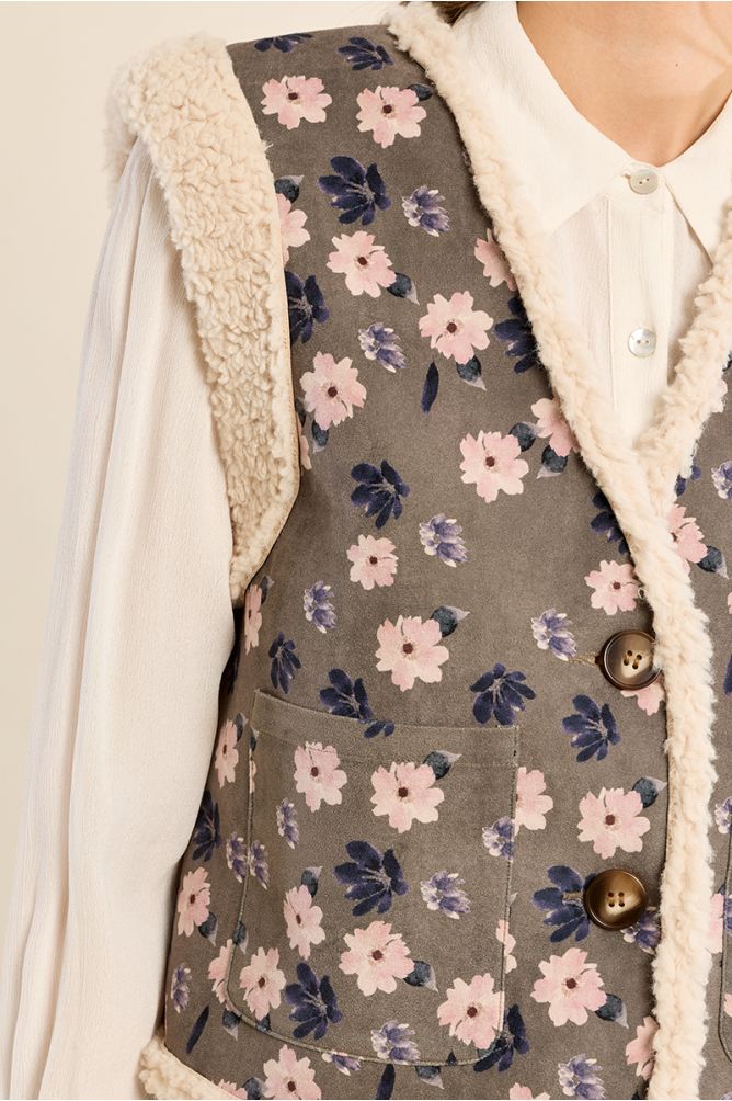 Veste sans manches fleurie