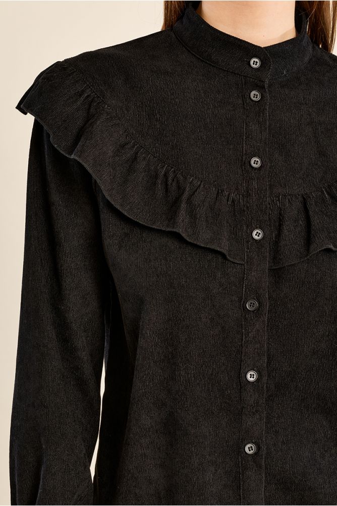 Ruffled stand-up collar blouse