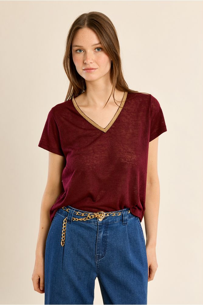 T-shirt encolure V irisée