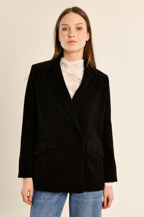 Blazer aterciopelado con cuello y solapa