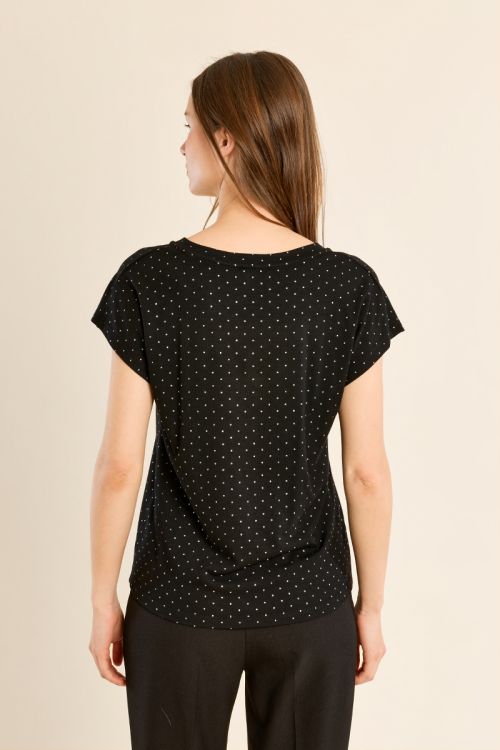 T-shirt col V à pois