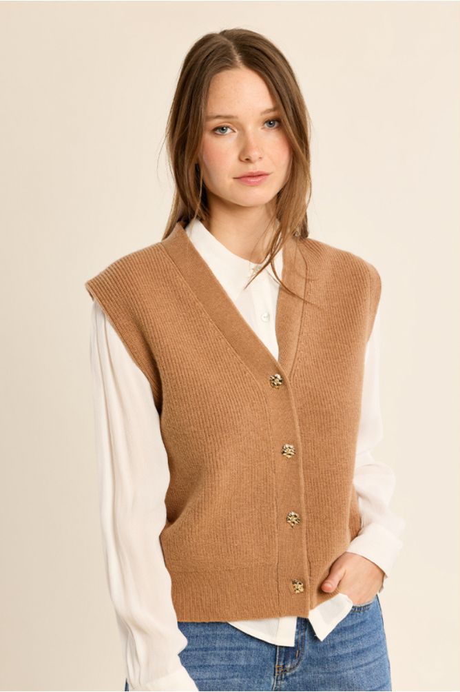 Gilet en maille, sans manches