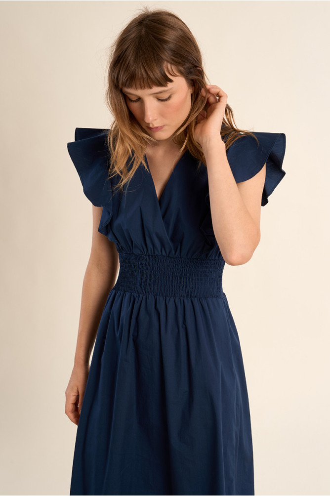 Vestido de manga corta de mariposa, con volantes.