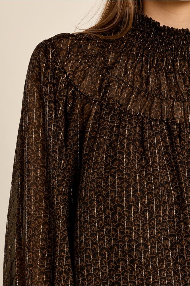 Blouse froncée semi-transparente