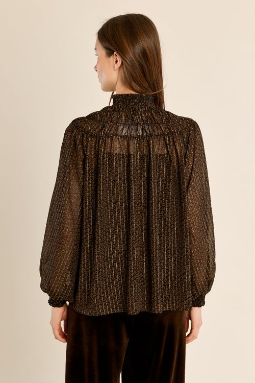 Semi-sheer ruched blouse