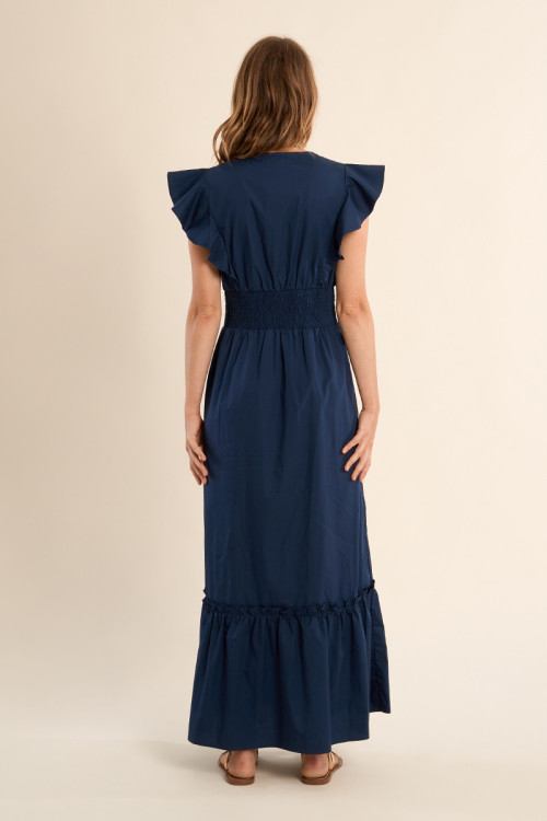 Vestido de manga corta de mariposa, con volantes.