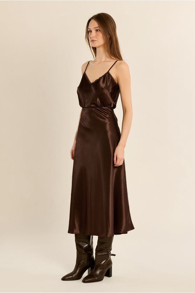 Satin high-waisted skirt