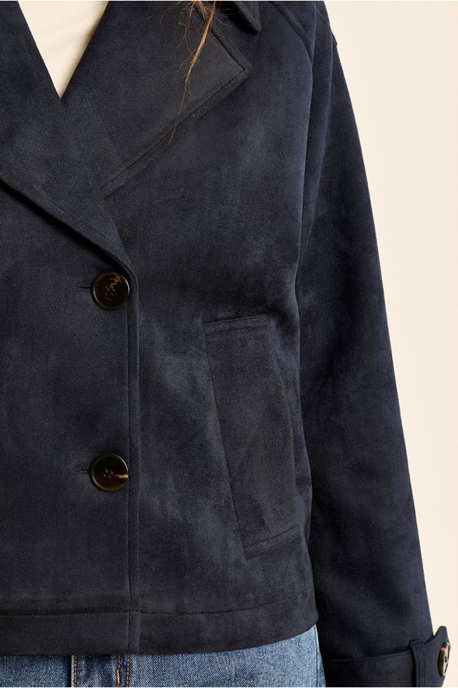 Short suede trench coat