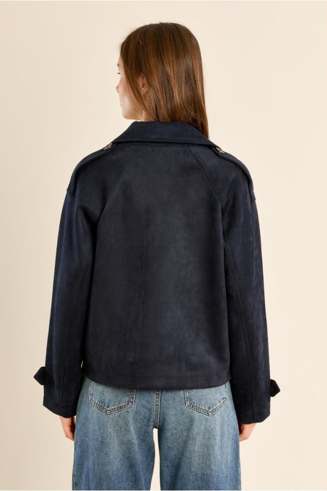 Short suede trench coat