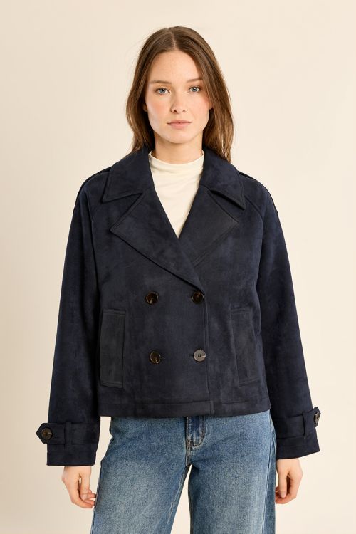 Short suede trench coat
