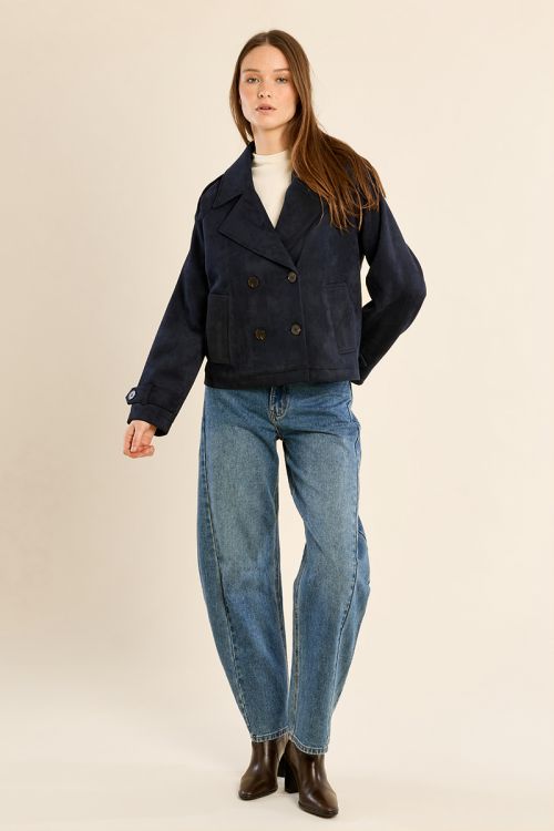 Short suede trench coat