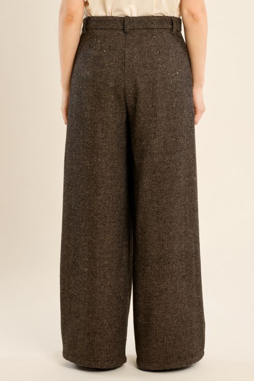 Wide leg woollen trousers